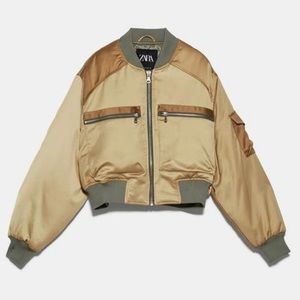 Zara cropped satin bomber jacket